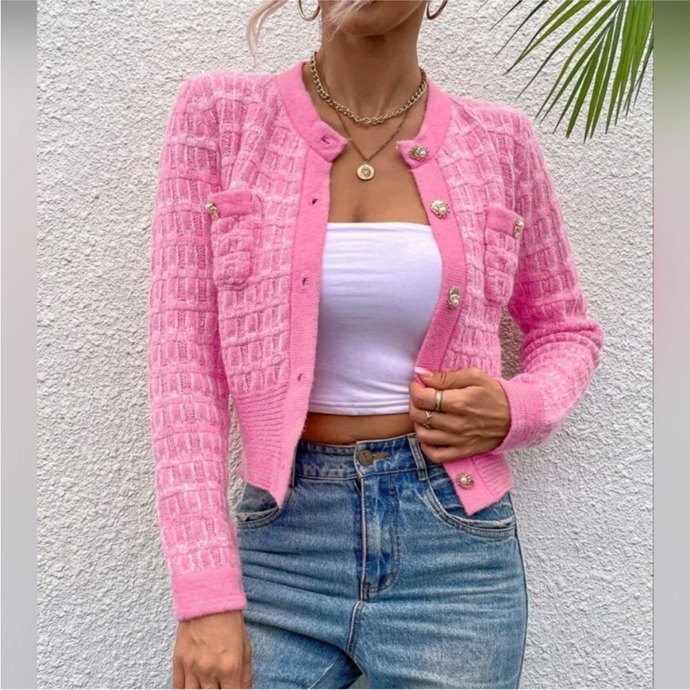 SHEIN Pink Textured Blazer